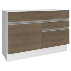 Balcão Gabinete de Pia Armário de Cozinha 1 Porta e 2 Gavetas Branco/Rustic Glamy Madesa