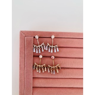 Brincos folheados a ouro e prata com cristal earcuff