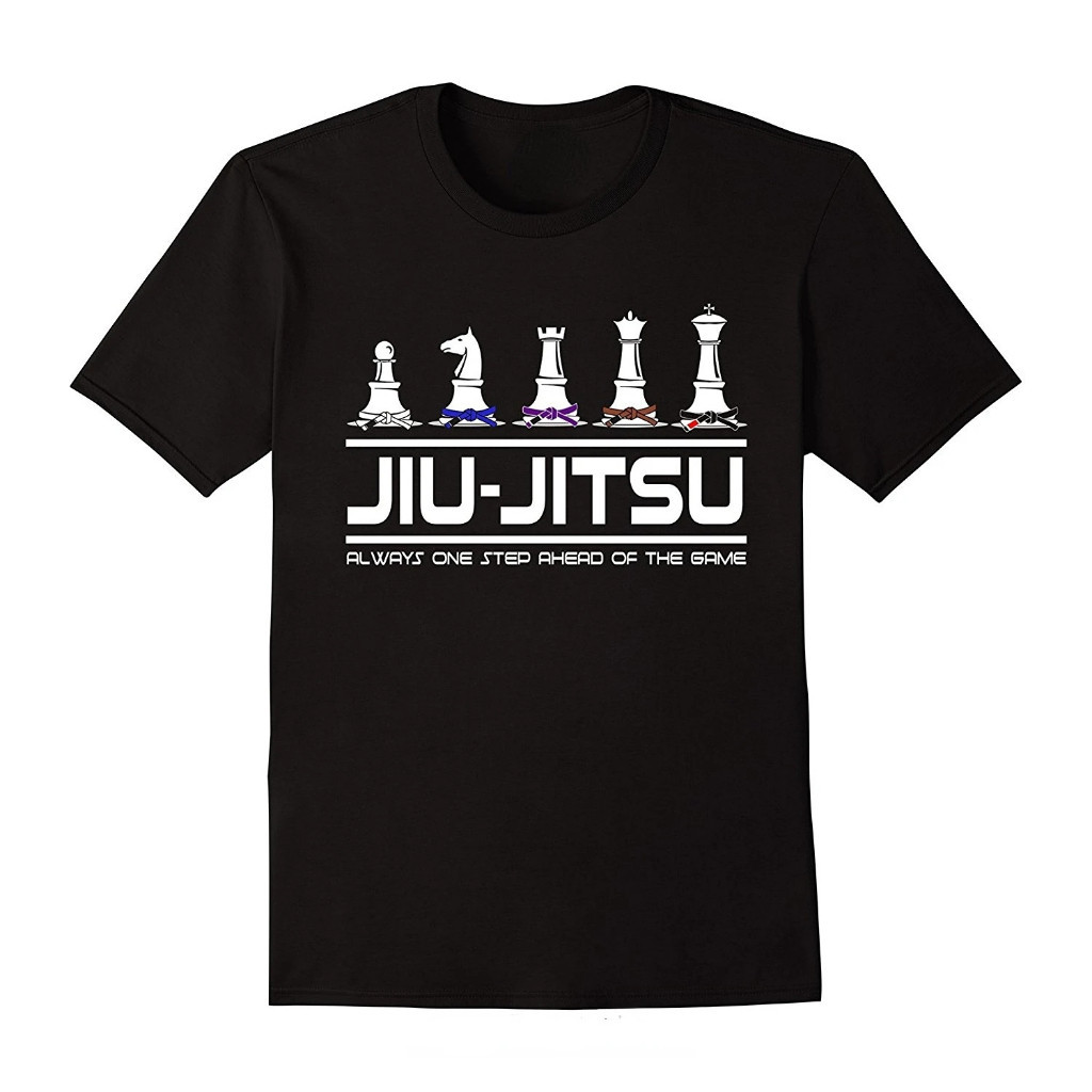Camiseta Algodão Jiu Jitsu Faixa Preta Xadrez ALGODAO