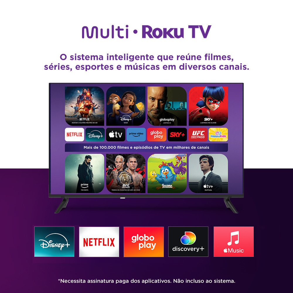 Detalhes do Smart TV DLED 32 HD Multi Essencial Roku 3HDMI 2USB Wi-Fi