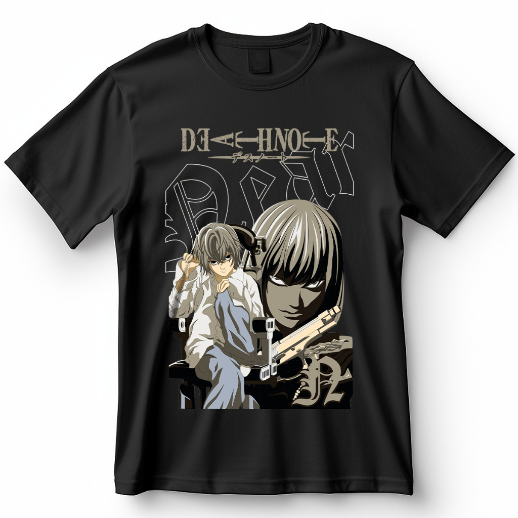 Camiseta Death Note Kira Light E L Lawliet Blusa De Anime Camisa 100% Algodão maligu