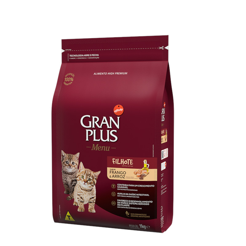 Ração GranPlus Menu gatos filhotes frango e arroz 1,0kg em Oferta na Shopee