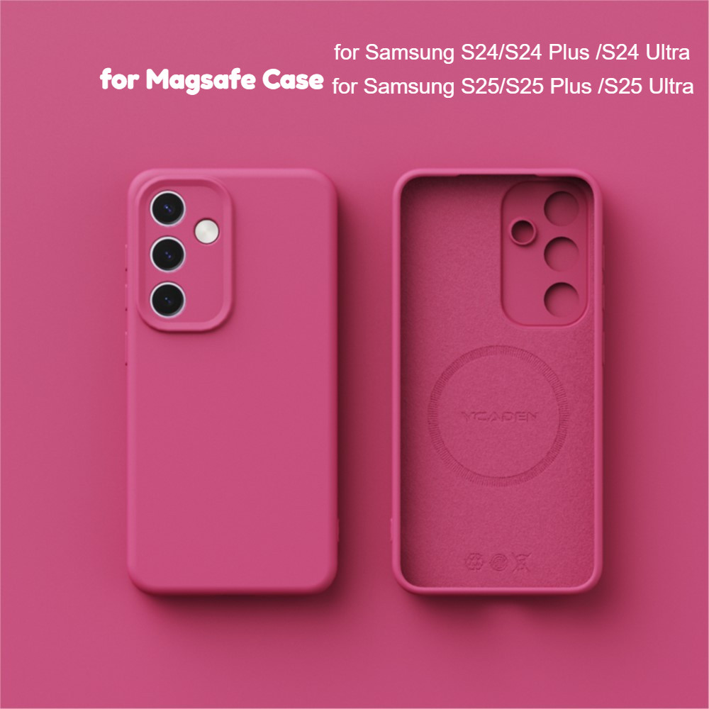 Bonito Rosa Líquido Silicone Magnético Caso Para Samsung Galaxy S25 Ultra S24 Plus S23 Macio Capa De Proteção Casos S25 em Oferta na Shopee