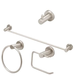 Kit Acessórios Banheiro Completo Inox Escovado 4 Peças
