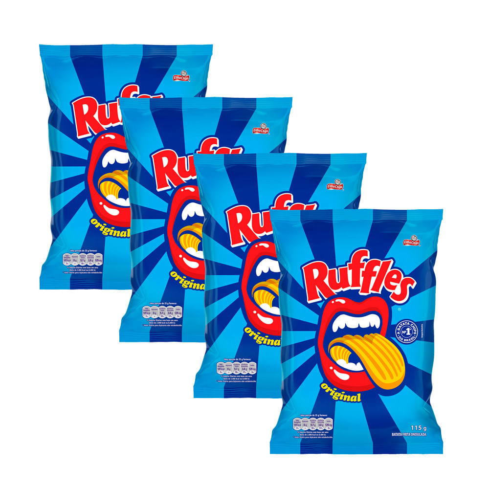 Kit 4 Batata Ruffles Elma Chips Sabor Original 115g