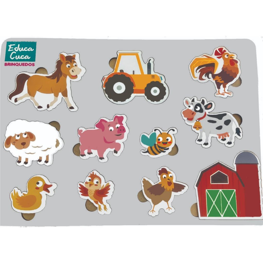 Brinquedo Fazendinha Encaixe Madeira Educativo Montessori
