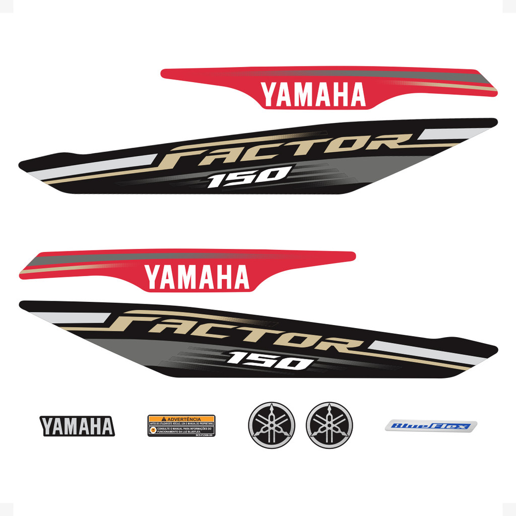 Adesivos Para Yamaha Factor 150 Flex 2019 2021 Moto Vermelha em Oferta na Shopee