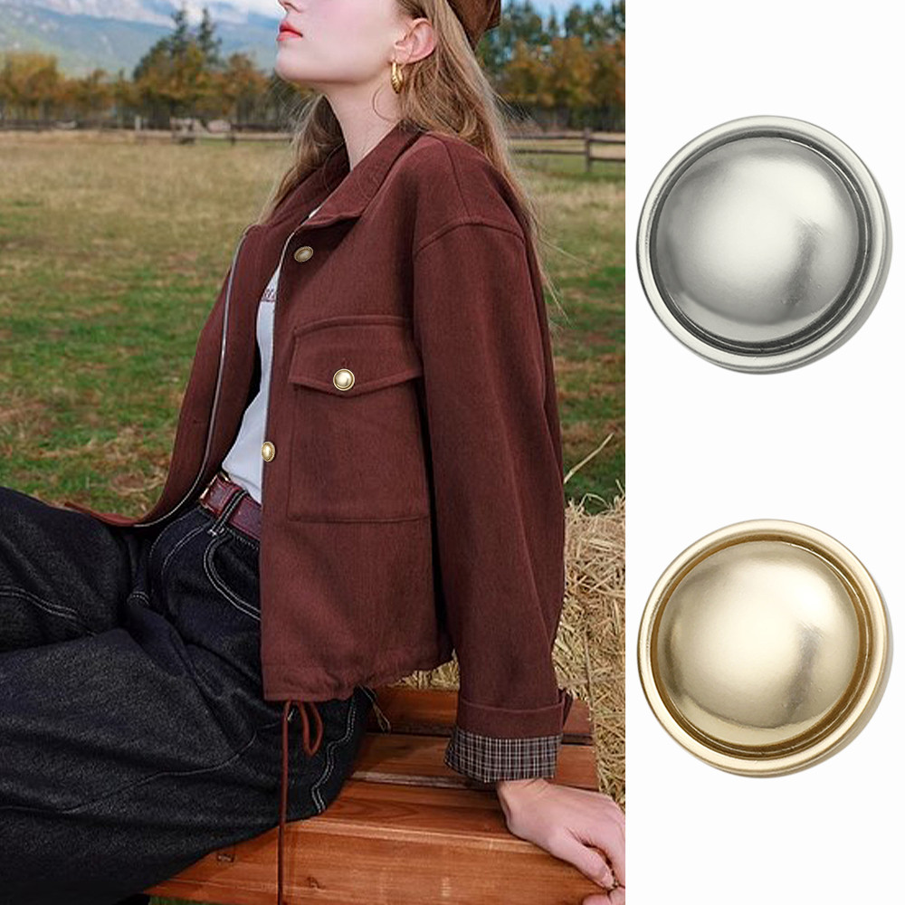Botões De Metal 10 Pçs Conjunto Minimalista Redondo Fosco Cogumelo Design Casaco Jaqueta 15/20/25mm Ouro Prata Moda Oute