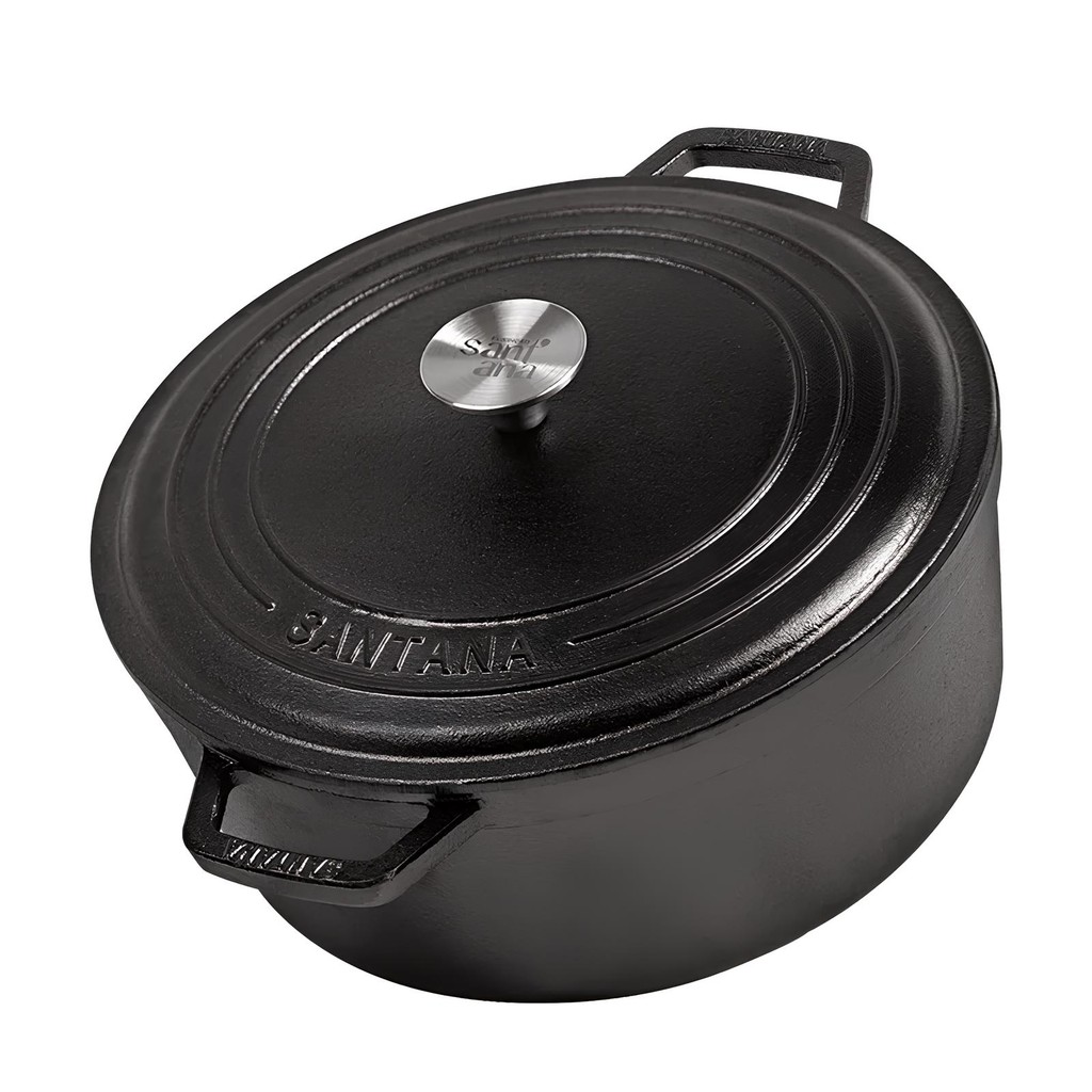 Panela Caçarola Neo Santana de Ferro Fundido Média 24cm com Tampa Fogão Gás Forno Indução Lenha