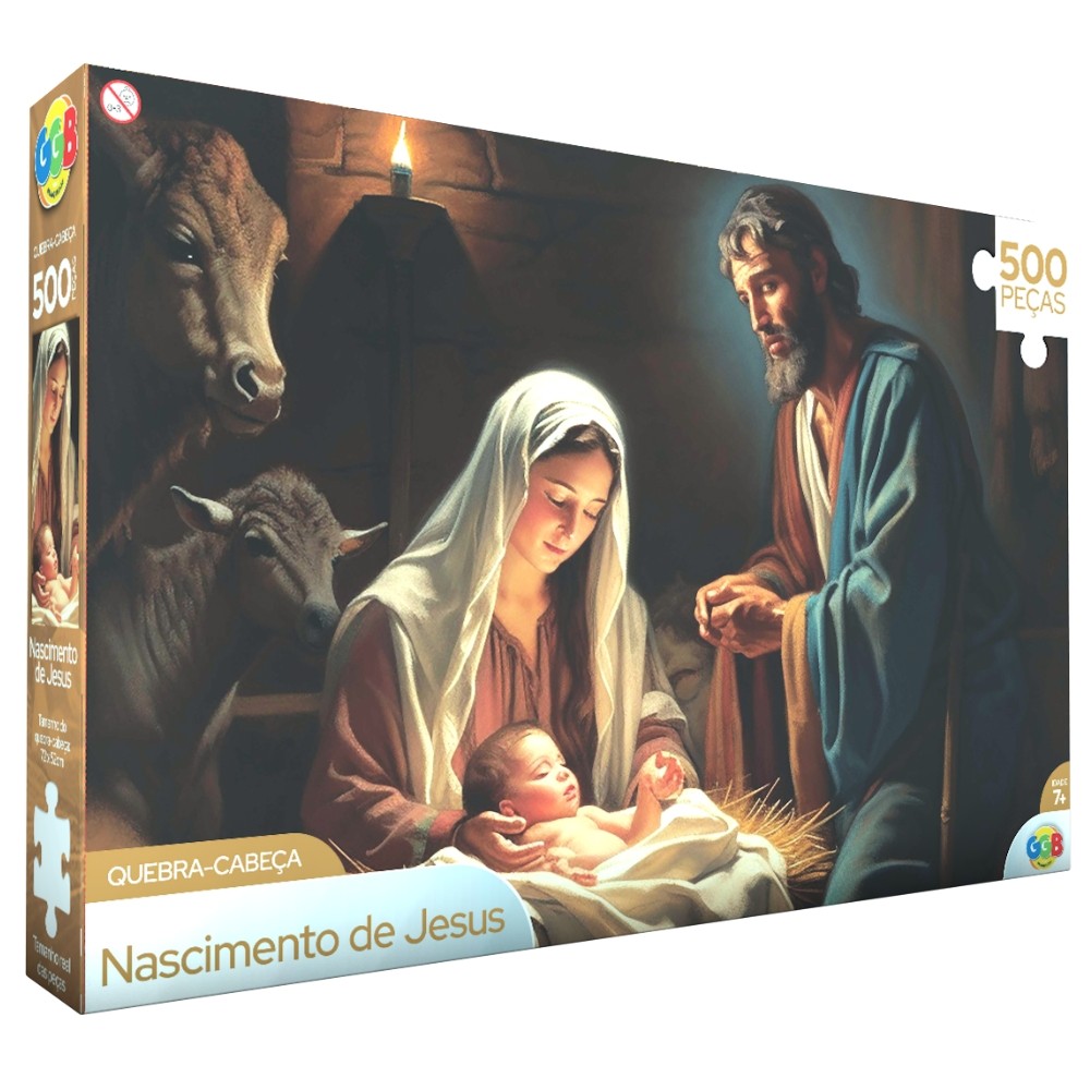 QUEBRA CABEÇA NASCIMENTO DE JESUS 500 PEÇAS GGB BRINQUEDOS PUZZLE RELIGIÃO DEUS MARIA JOSÉ ANIMAIS - Mom & Baby
