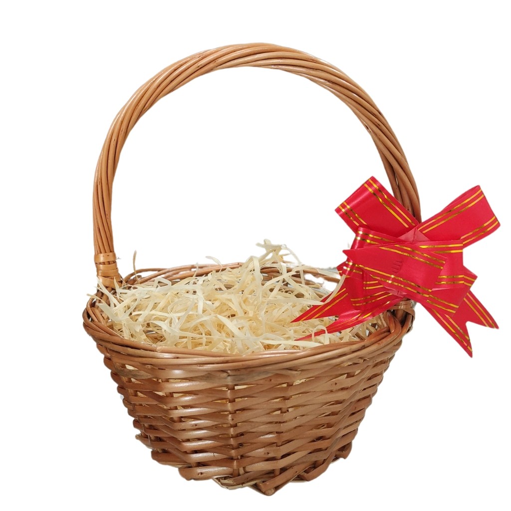 Cesta Mini Redonda de Vime Para Presente C/ Laço,Palha e Embalagem 18x10x24cm em Oferta na Shopee