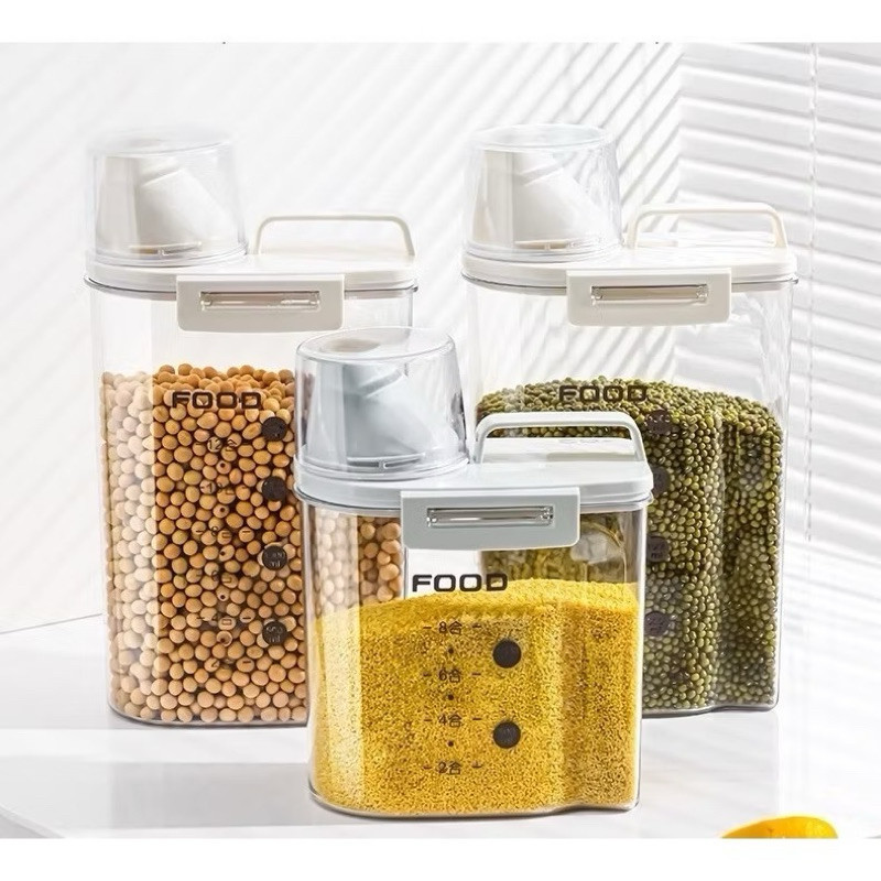 Pote Armazenamento Acrílico Para Grãos Sabão Com Copo Medidor