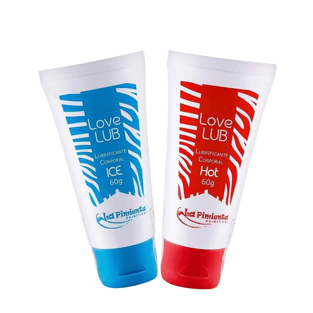 Kit Gel Lubrificante Esquenta e Esfria Gel 60g Love LuB Casal Fogoso.