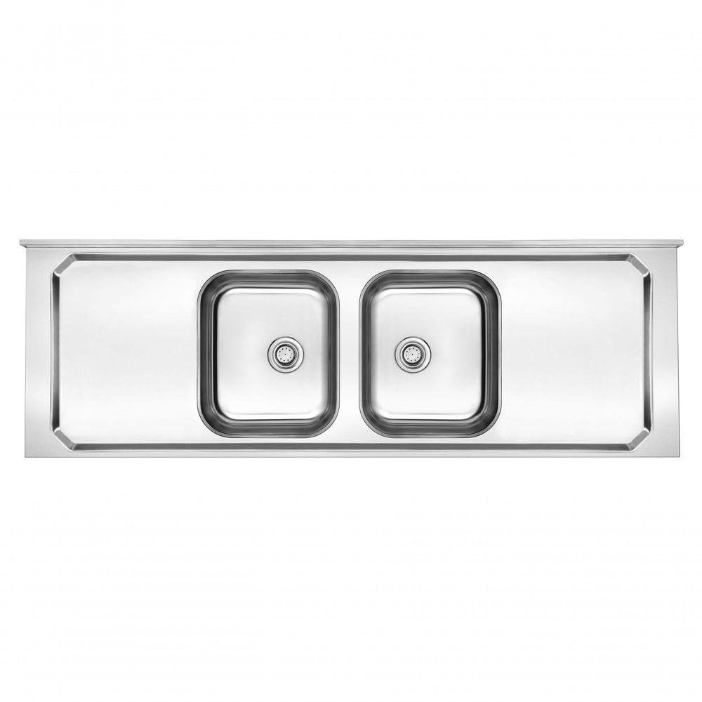 Pia De Inox Com Cuba Dupla 1,80 X 0,53 Lisa - Home & Living