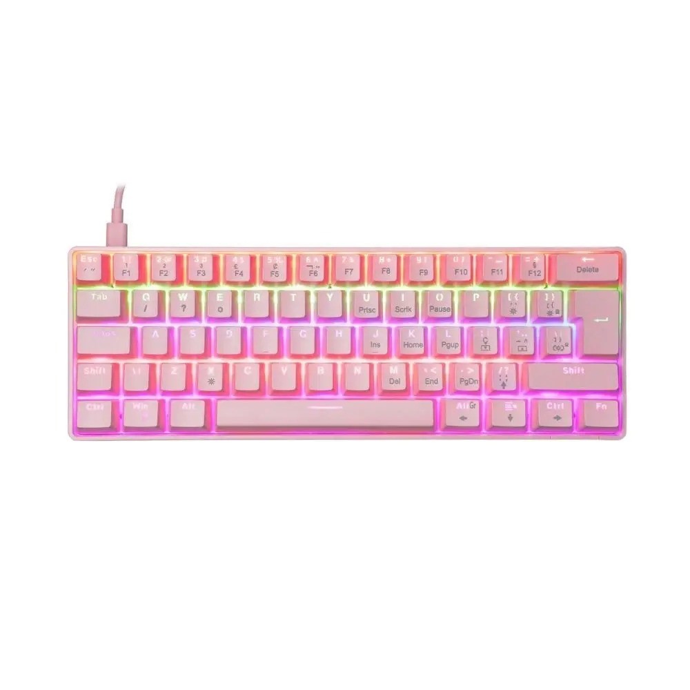 TECLADO MECANICO GAMER ZIGGY RAINBOW SWITCH OUTEMU RED OEX TC607 ROSA