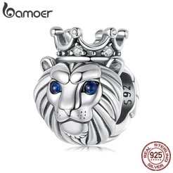 Bamoer 925 Prata Esterlina Jóias Leão Coroa Pingente Pulseira Acessórios Coleção