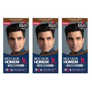 Kit 3 Tonalizantes Biocolor Homem Castanho Escuro em Oferta na Shopee