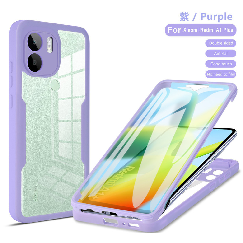YBD 360 ° Capa Protetora Dupla Face Para Telefone Redmi A1 Plus A2 + A1 + 2022 Xiaomi POCO C50 C51 Proteção Dianteira E Traseira Em Silicone Ultra Fino
