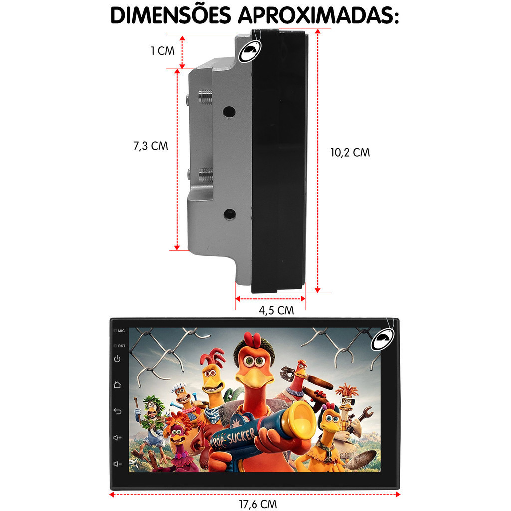 Multimídia 7" Polegadas H-Tech HT-7864CA Android 4GB Ram 64GB + Câmera de Ré · foto 2