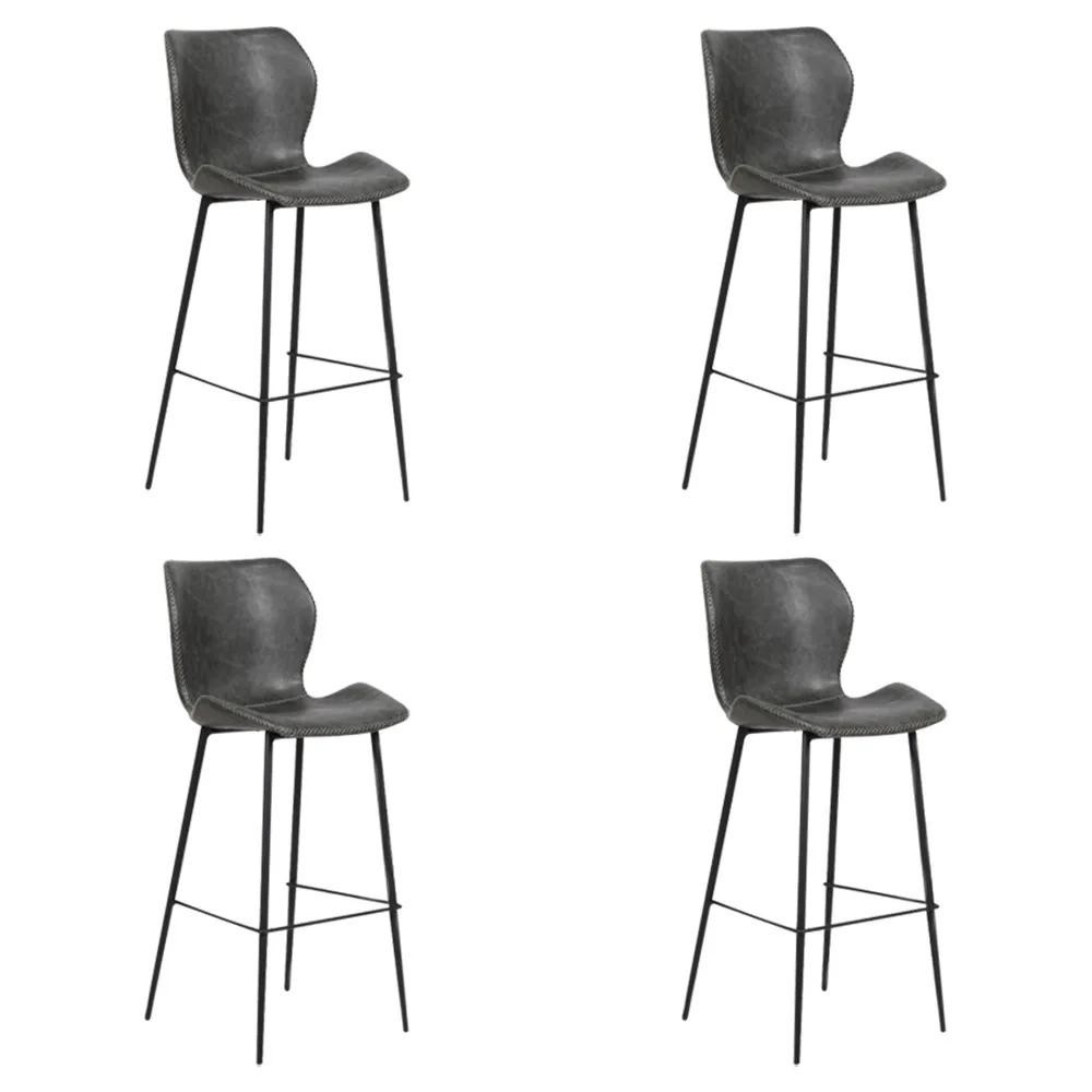 Kit 4 Banquetas Alta com Encosto para Bancada Cozinha Penha R02 Sintético Cinza Grafite - Mpozenato