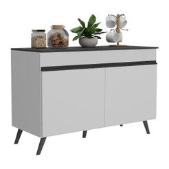 Balcão Cozinha Gabinete Pia 120 cm 2 Portas Veneza Multimóveis MP3738 Branco/Preto