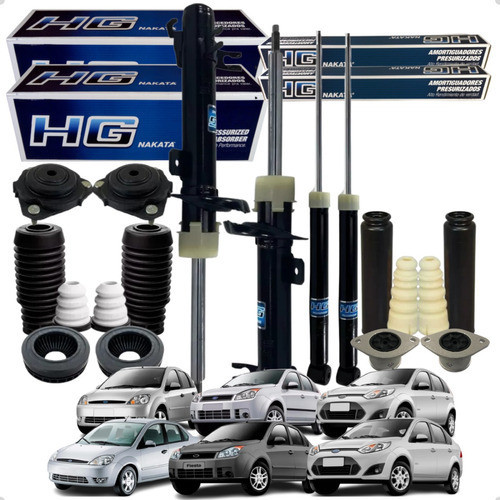 Kit 4 Amortecedor + Batente Coifa Coxim E Rolamento Fiesta em Oferta na Shopee