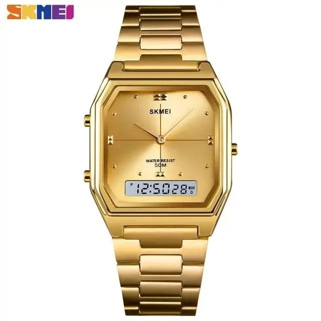 SKMEI 1612 Relógio Masculino De Luxo Relógio Digital De Aço Impermeável Duplo Tempo De Lazer