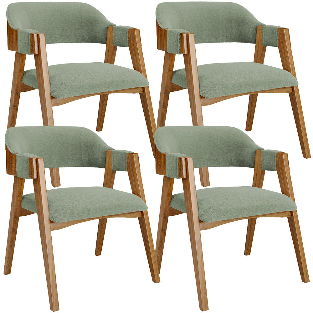 Kit 04 Cadeiras Para Sala de Jantar e Estar Living Estofada Suran L02 Bouclê Oliva - Lyam em Oferta na Shopee
