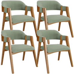Kit 04 Cadeiras Para Sala de Jantar e Estar Living Estofada Suran L02 Bouclê Oliva - Lyam