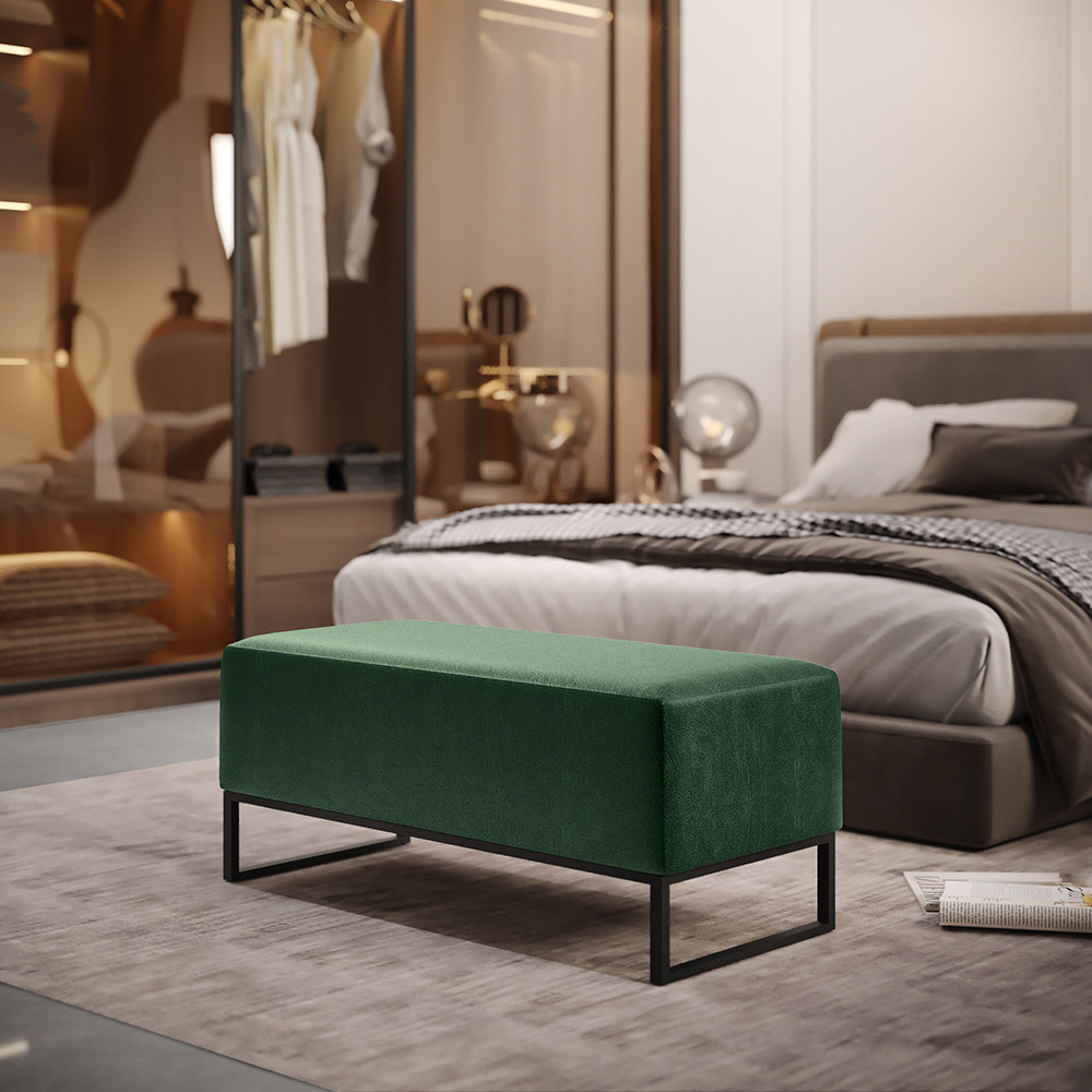 Puff Decorativo Para Sala De Estar Cléo W01 Base de Ferro 90cm Facto Verde Musgo - Lyam Decor em Oferta na Shopee