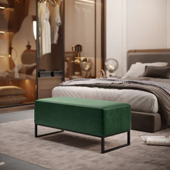Puff Decorativo Para Sala De Estar Cléo W01 Base de Ferro 90cm Facto Verde Musgo - Lyam Decor