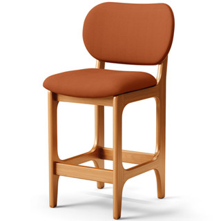 Banqueta Baixa Bar Cozinha E Sala De Jantar Fixa Betta L02 Imbuia Tecido Terracota - Lyam Decor em Oferta na Shopee