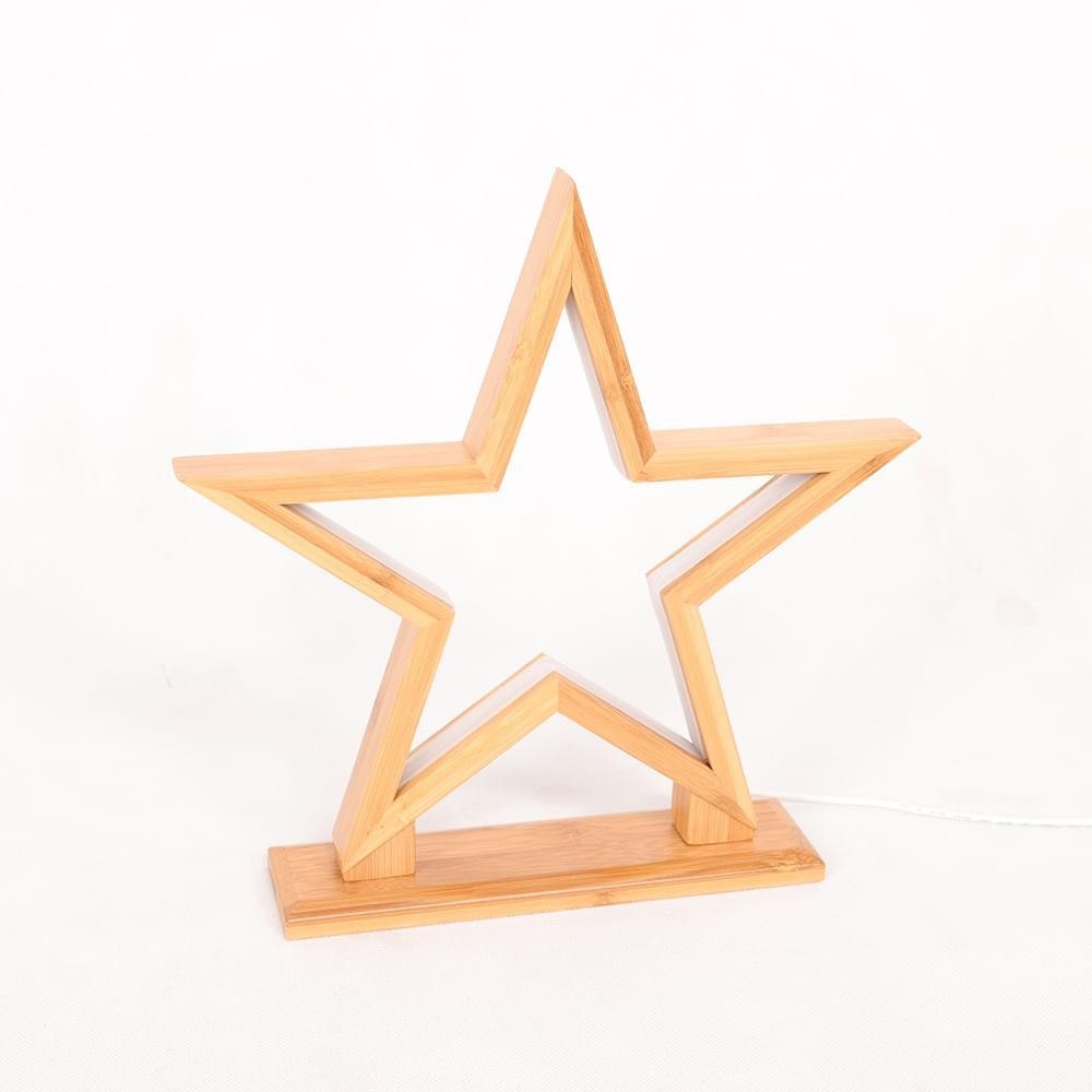 Luminária de Mesa em Bambu Natural Estrela Büp Baby em Oferta na Shopee
