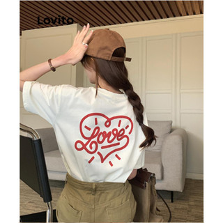 Lovito Camiseta Básica Casual Em Forma De Coração Para Mulheres LNE48013