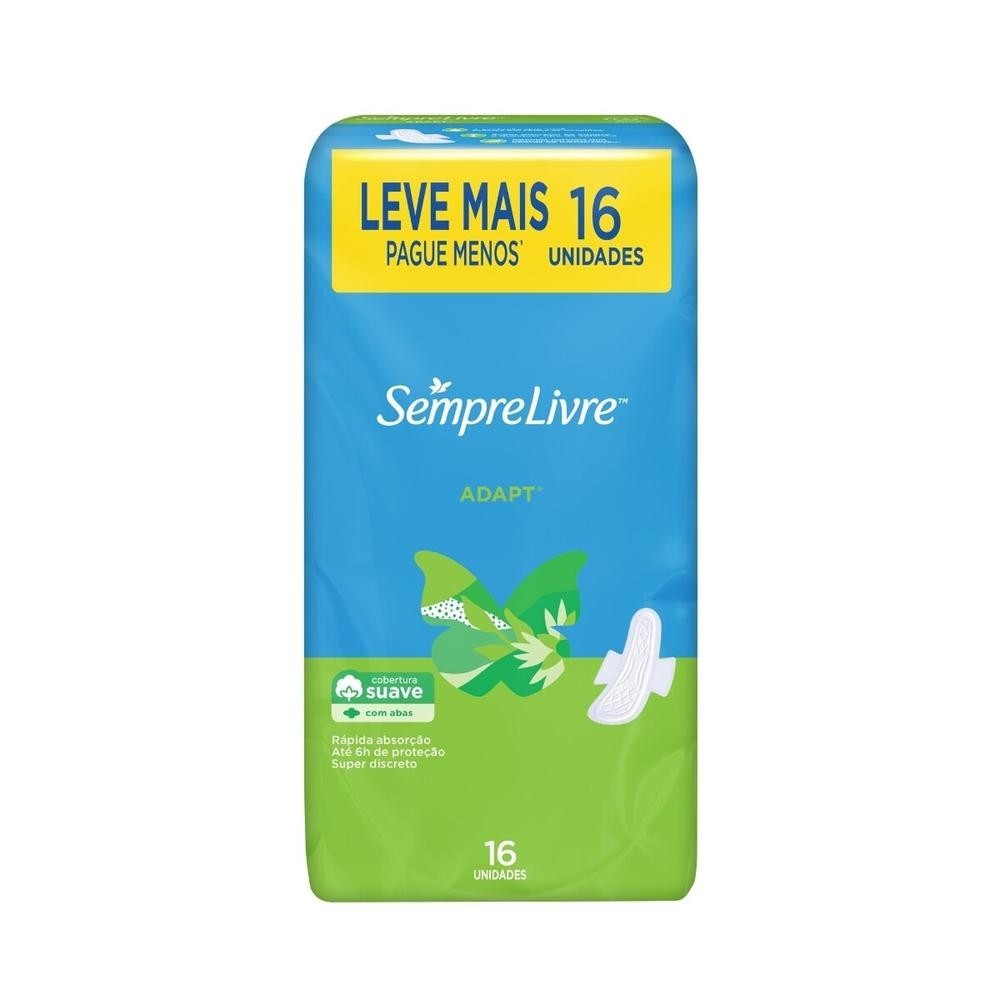 Absorvente Sempre Livre Adapt Suave com Abas 16 Unidades Leve mais Pague Menos - Health