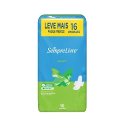 Absorvente Sempre Livre Adapt Suave com Abas 16 Unidades Leve mais Pague Menos