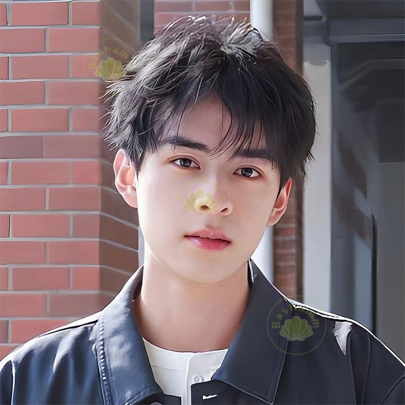 Bashamm cabelo falso masculino com cabelo curto com pontos médios Liu Hai versão coreana bonito cabelo curto e liso diário simulação de personalidade natural completa