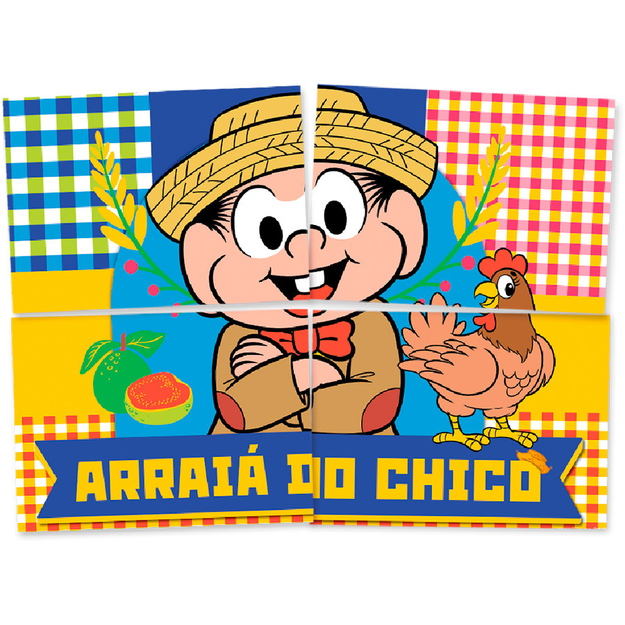 Kit Decorativo 4 partes - Chico Bento - 90x64cm - 1 unidade - FestColor - Rizzo