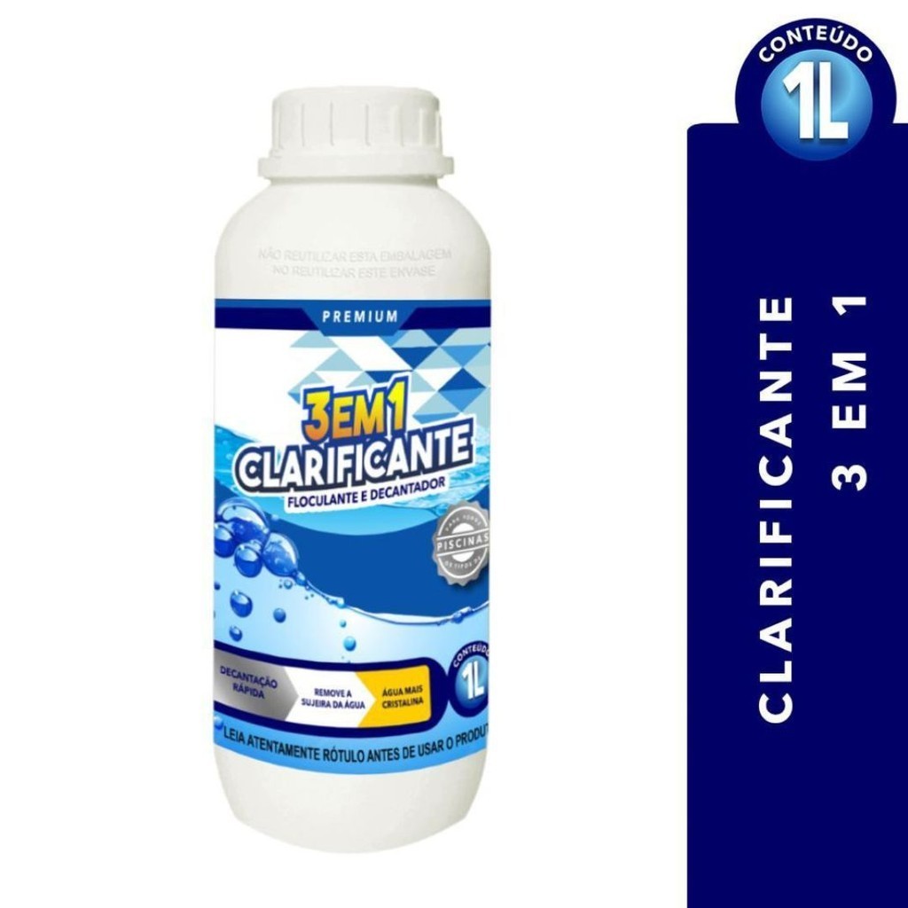 Clareador De Piscina 3 Em 1 ÁGua Cristalina Em Minutos 1 Lt em Oferta na Shopee
