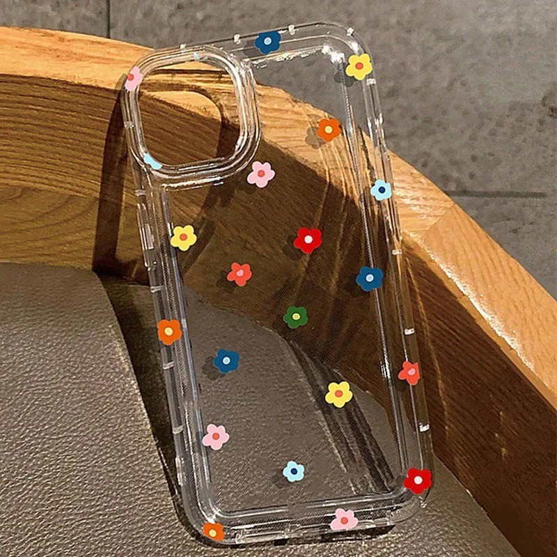 Capa Pequena Com Estrelas De Flores Para iPhone 16 14 13 11 15 Pro Max XS XR X 8 7 Plus SE 2022 14Pro 13Pro 12 Mini De Silicone Transparente Macia À Prova De Choque
