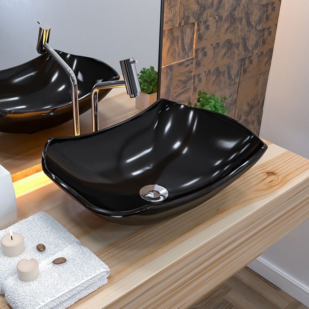 Cuba de Apoio Abaulada C01 Para Banheiro Lux L42 Preto Brilho - Lyam Decor em Oferta na Shopee