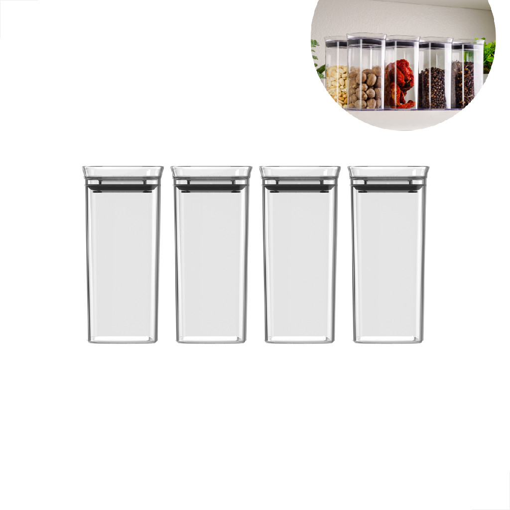 Conjunto kit 4 Organizadores Herméticos 340ml Porta Condimentos Alimentos Utensilio de Cozinha - Home & Living