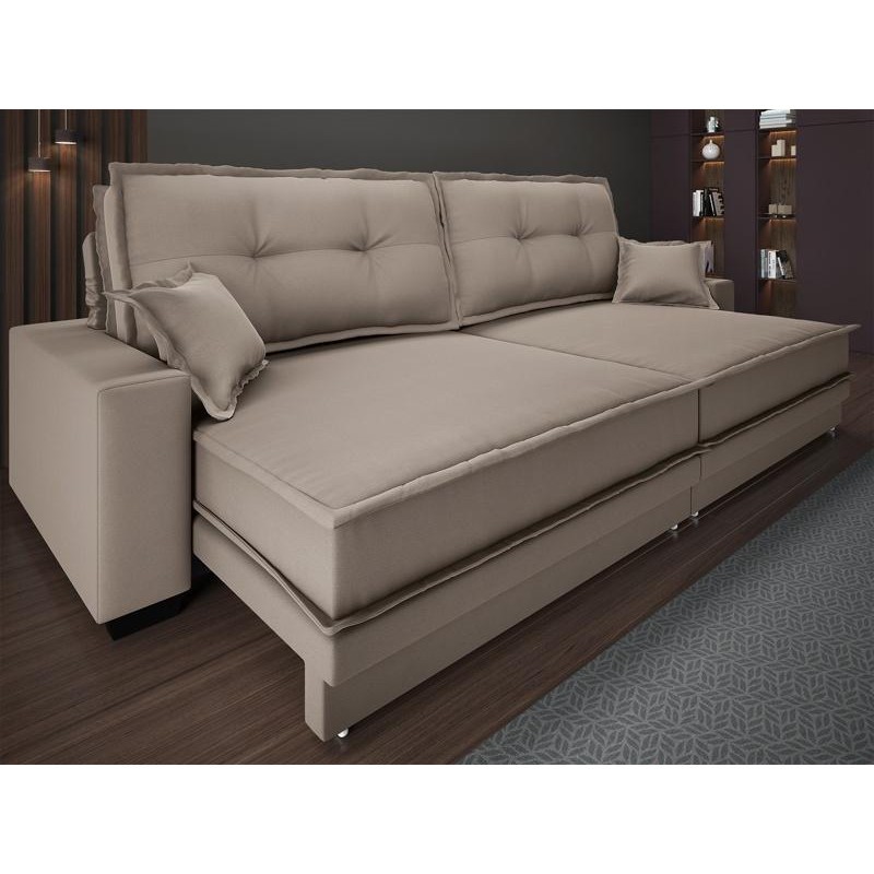 Sofá Palermo 2,40m Retrátil e Reclinável Velosuede Capuccino - NETSOFAS em Oferta na Shopee