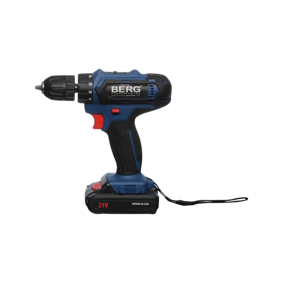Parafusadeira Furadeira Elétrica Sem Fio 21v Mandril 3/8 Maleta Com Acessórios Bivolt 21v Berg 110/220v Modelo 2000114