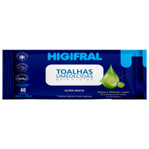 Toalhas Umedecidas Higifral Para Adultos com 40 unidades