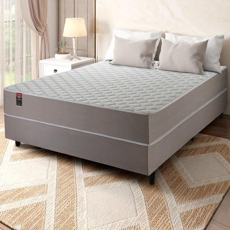 Conjunto Cama Box Casal Alpha Special 138x188x60 Bege Molas ensacadas - Hellen em Oferta na Shopee