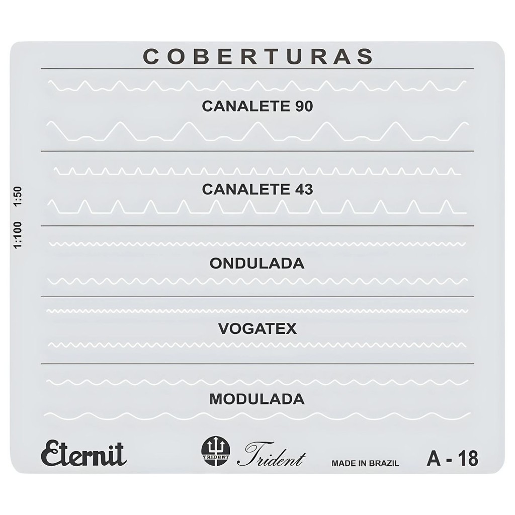 Gabarito de Cobertura "eternit" Escalas 1:50 / 1:100 Trident 13x11cm Mod A-18
