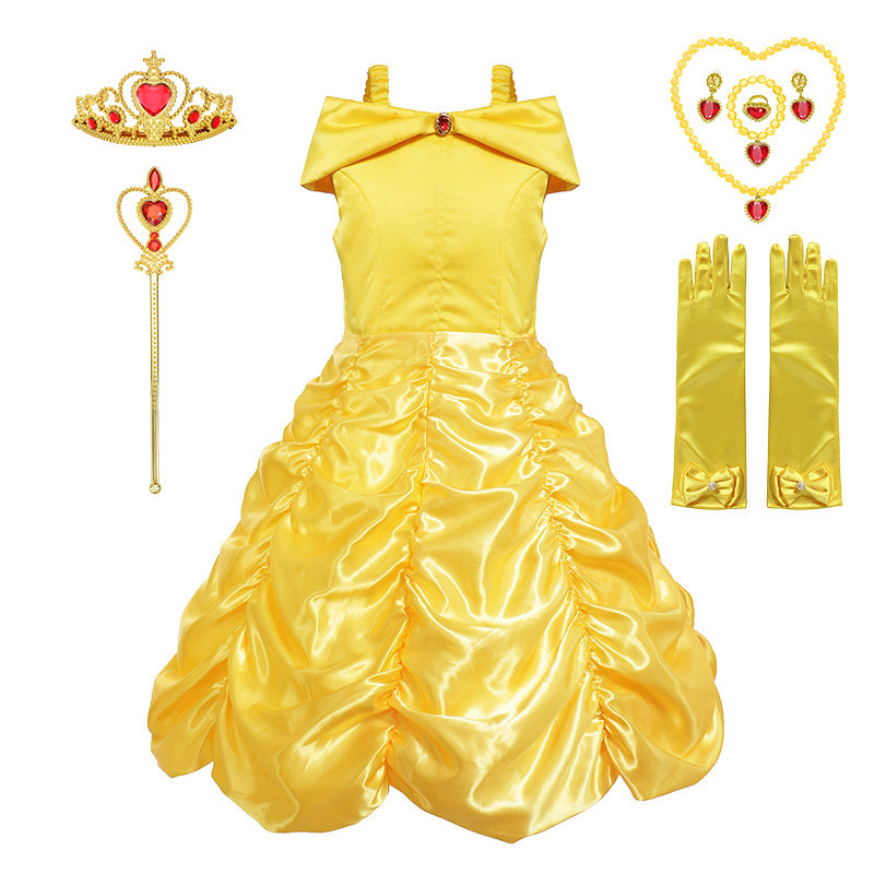 Vestido De Festa De Aniversário Para Meninas Belle Princess Bola De Fantasia Cosplay