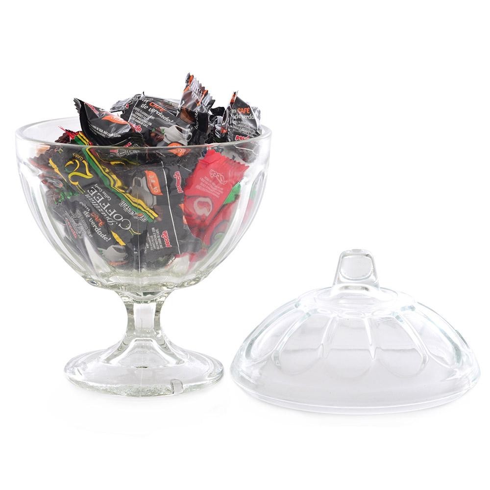 Bomboniere de Vidro Compoteira com Base e Tampa 500ml 13cm