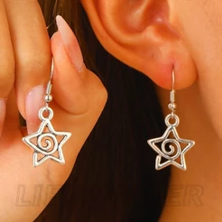 Brinco Em Forma De Estrela De Cinco Pontas-Acessórios Para Jóias-Pingente Oco-Moda , Punk , Vintage , Gótico-Mulheres Do Dia-A-, Brincos De Festa-Rebite